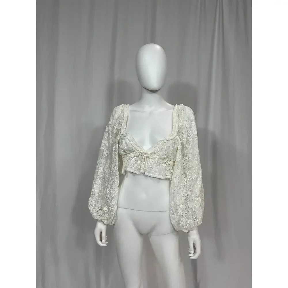 For Love & Lemons 'Madeline' White Lace Top Size S